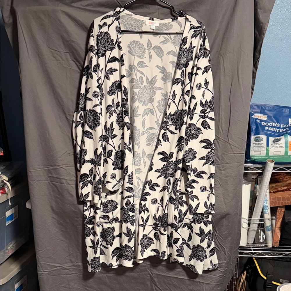 LuLaRoe Black and White Floral Cardigan